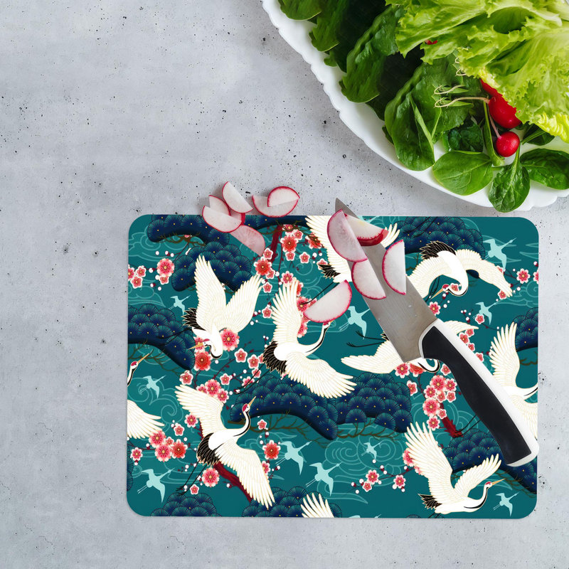 Planche à découper moderne japonaise en verre durable conçue pour la cuisine et la décoration intérieure, 11 po x 15 po