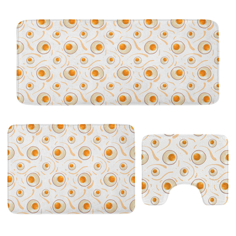  Ensemble de tapis de salle de bain Egg 3 pièces en U et tapis rectangulaires Marigold pêche et crème