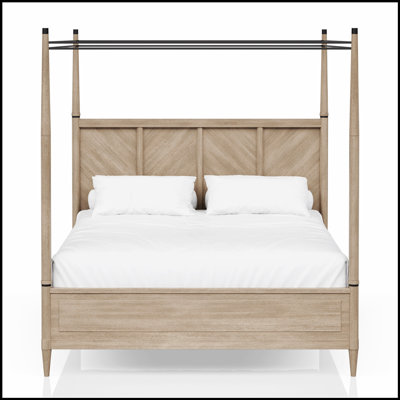 Lit à baldaquin élégant au fini sable, durable et élégant pour une chambre à coucher tranquille