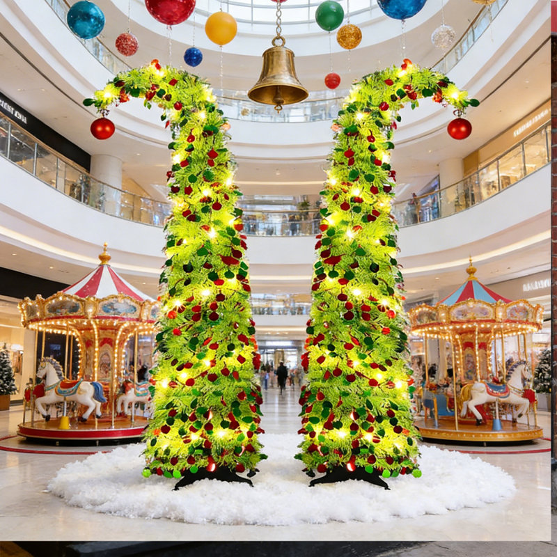 2 pièces arbre de Noël fantaisiste avec guirlande de boules 5FT