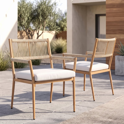 Chaises de salle à manger d'extérieur en corde résistantes aux intempéries, avec coussin épais
