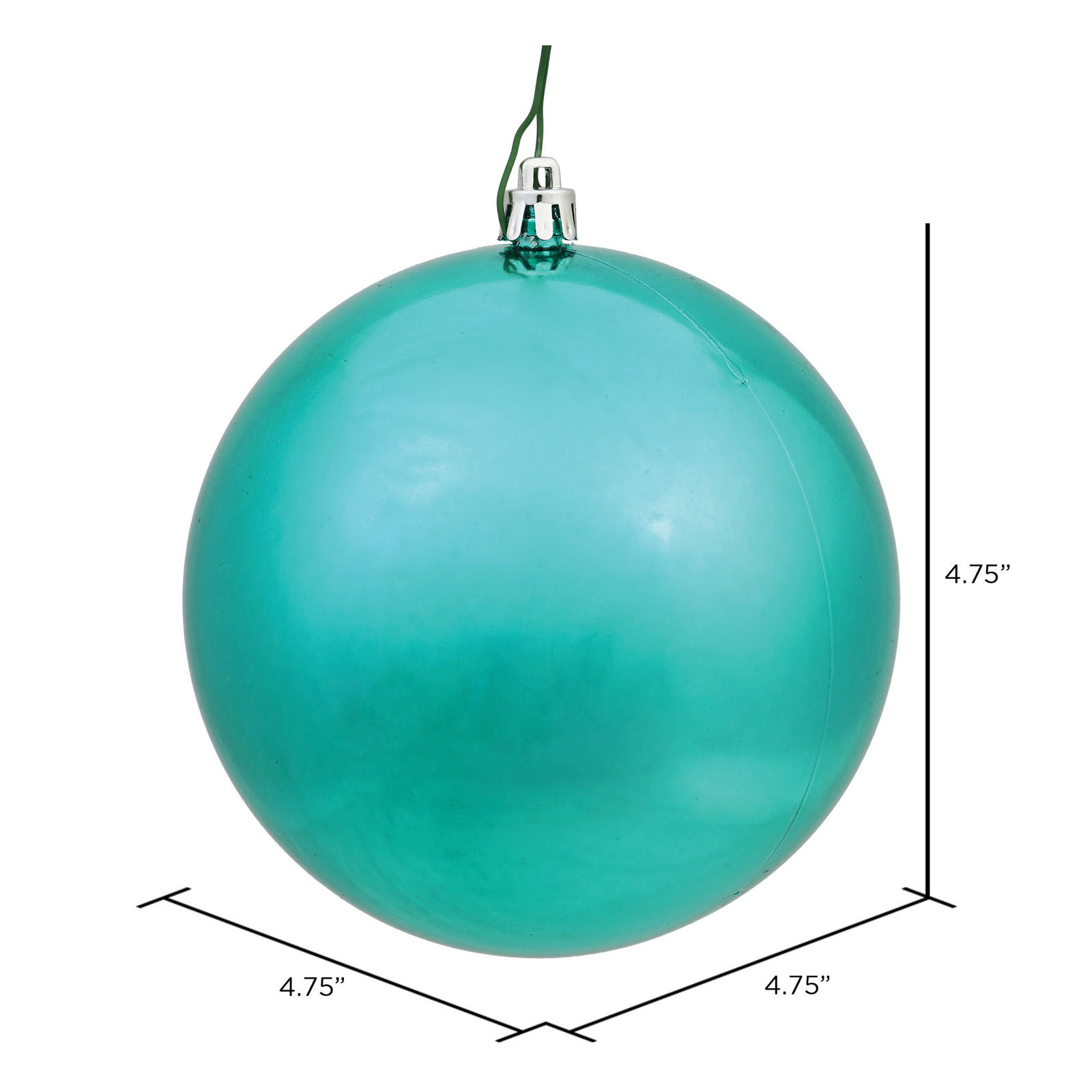 Christmas Ball Ornament, 4.75" H x 4.75" W x 4.75" D, Shiny Seafoam
