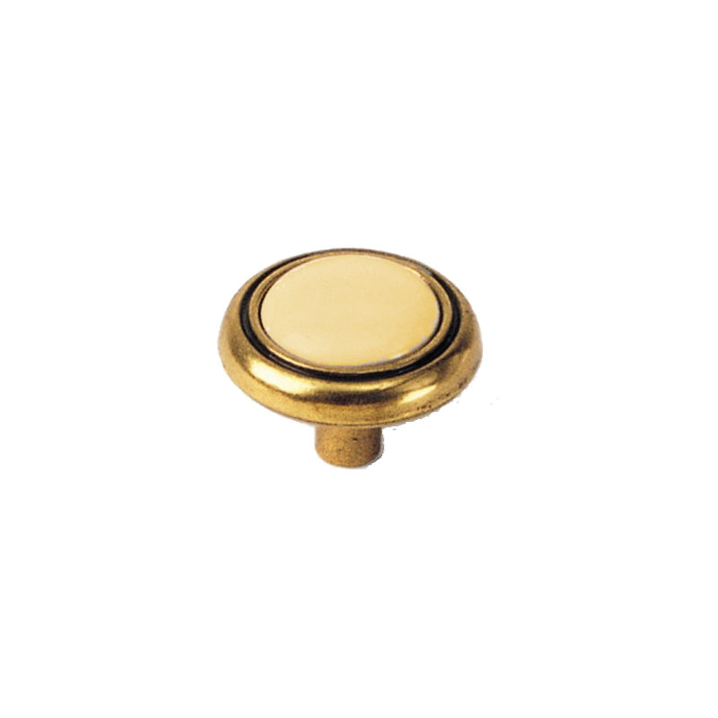 (5 Pack) (10 Pack) 1-1/4 inch Almond Insert Knob, Antique Brass