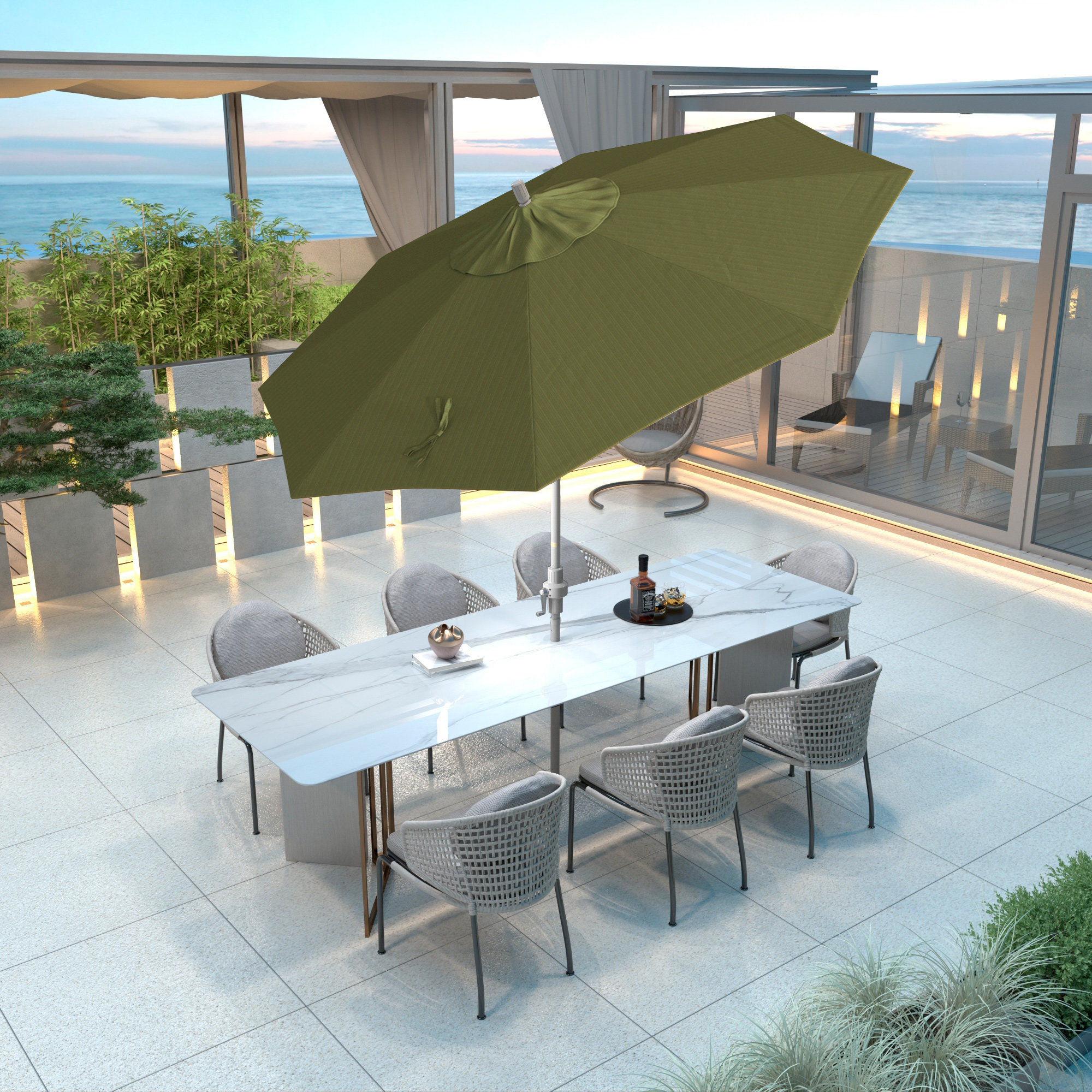 Calline 108'' Outdoor Umbrella, Terrace Fern Performance