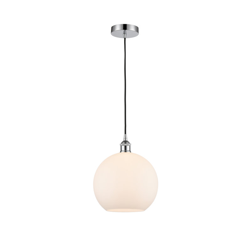 Luminaire sphère suspendu à 1 lumière Ralph, Chrome poli, Blanc mat, H 12,75 po x l 10 po x P 10 po