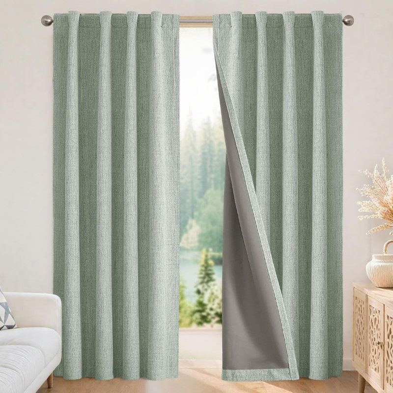 Faux Linen Blackout Curtain Panel Pair