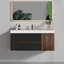 Meuble-lavabo mural 48 po avec lavabo et tiroirs noirs doux pour salle de bain moderne, sans drain ni robinet, pré-assemblé