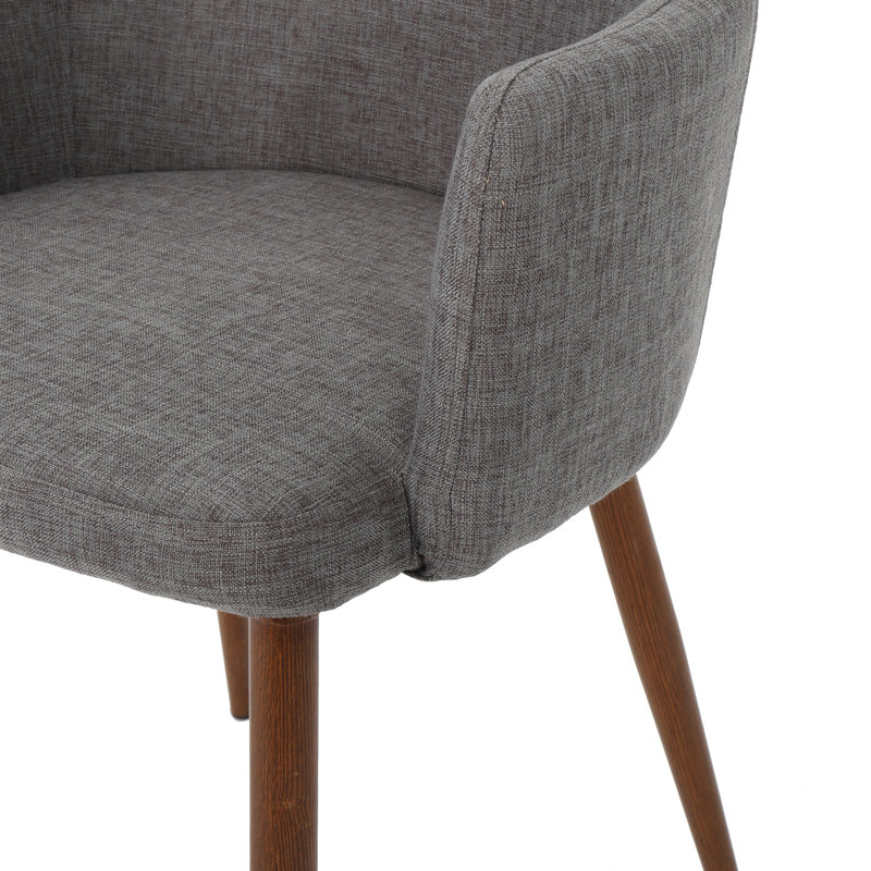Dining Chair, Walnut, Light Gray