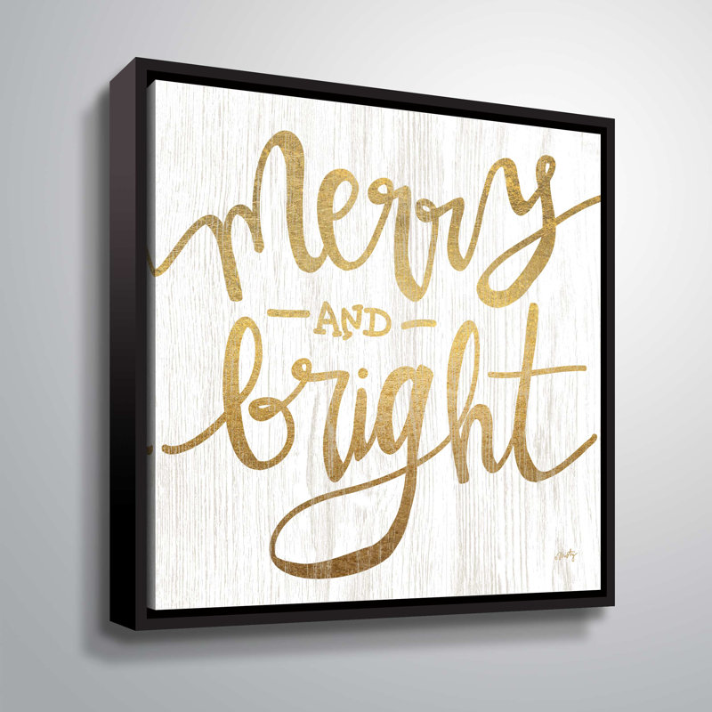 « merry & brillante », art textuel, H 10 po x l 10 po x P 2 po, Cadre flottant noir