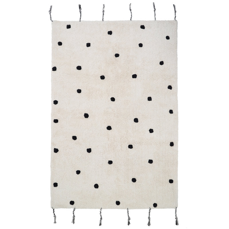 Clukey Hand Tufted Cotton Beige/Black Rug