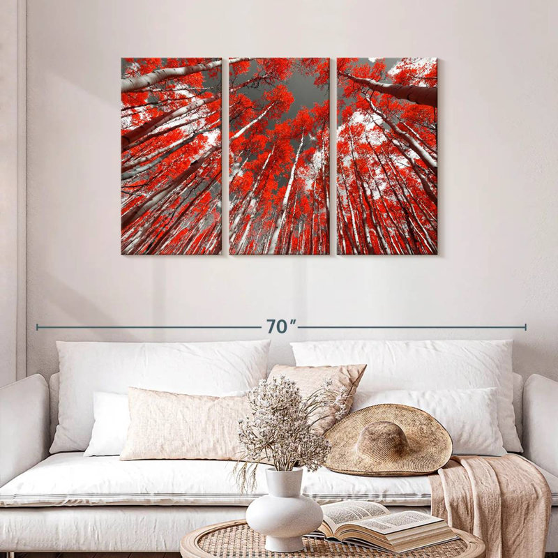Harnek Red Forest Trees, 28" H x 45" W