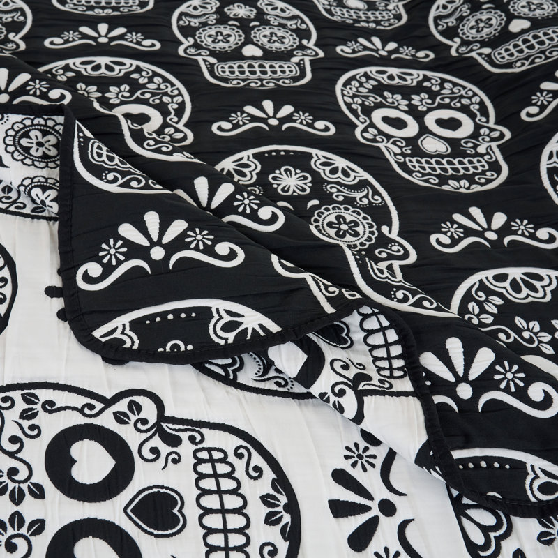 Ensemble de couvre-lit Spooky Sugar Skull, Full/Queen, Crâne