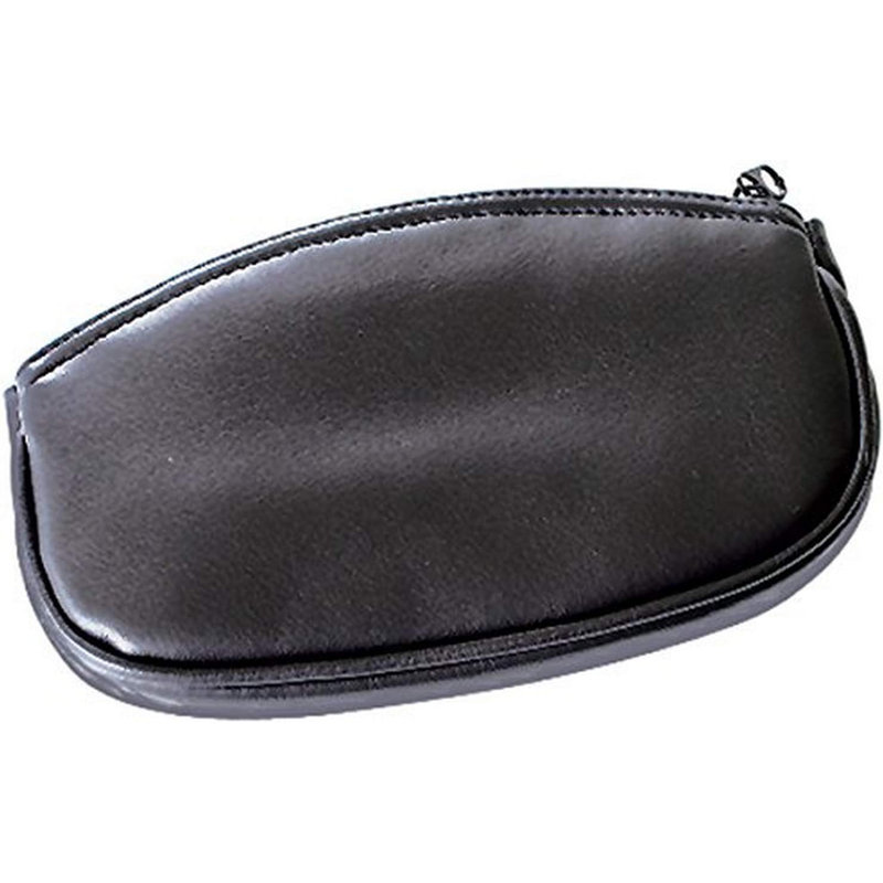 Oval Zipper Pouch, Imitation Leather, Black