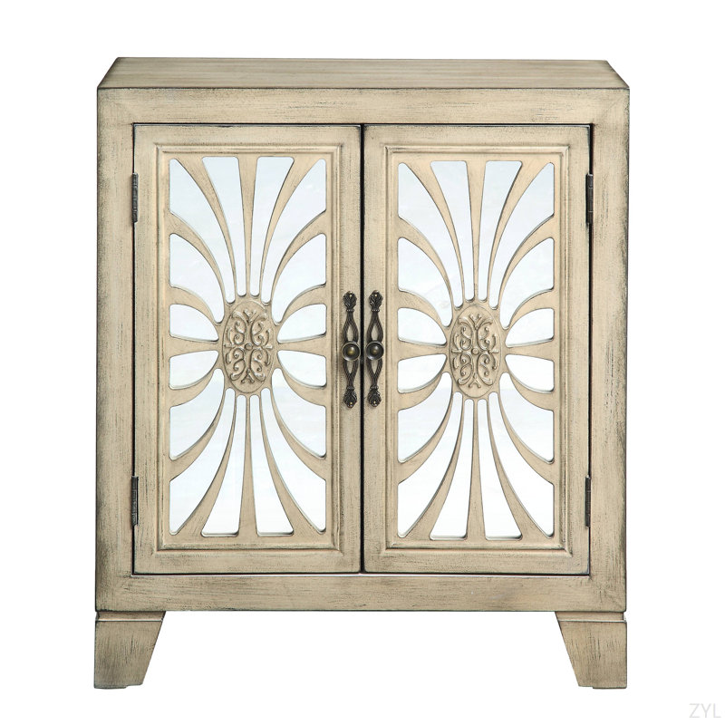 Armoire console au fini blanc antique