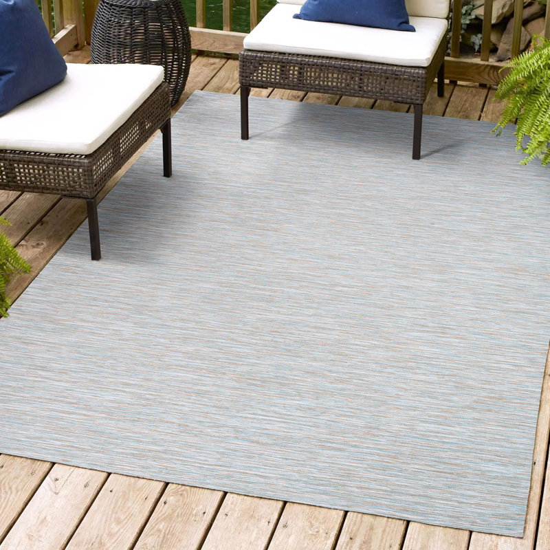 Ammons Modern Flatweave Solid Gray Indoor/Outdoor Rug, Rectangle 7'8" x 10'