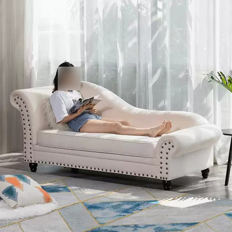 Méridiennes spacieuses pour l'intérieur, pieds robustes en bois, Accoudoir à gauche (vu de face), Beige