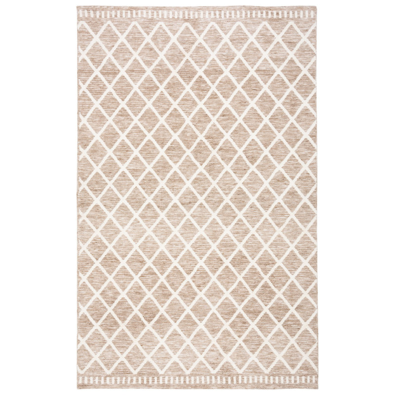 Alaiza Geometric Beige/Ivory Area Rug, Rectangle 5' x 8'
