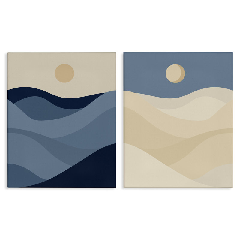  «Boho Waves & Dunes», ensemble de 2 toiles murales par Daphne Polselli, H 30 po x l 24 po