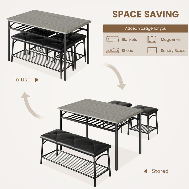 Dining Room Table Set for 4, Grey