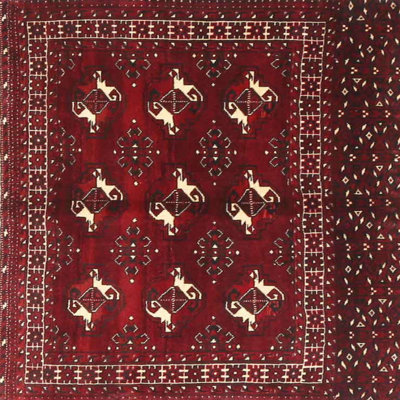 Tapis rouge/brun/beige traditionnel