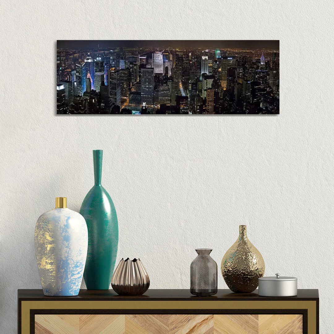 New York Skyline Cityscape - Wrapped Canvas Panoramic Print