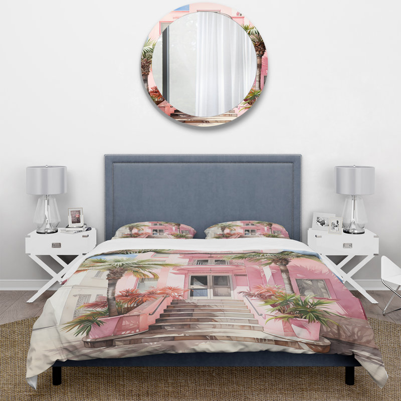 Rose Miami Artful Facades II - Ensemble de housse de couette Cityscapes - Polyester microfibre