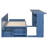 Queen Size Multifunctional Daybed with Removable Desk, Storage Drawers, and Hydraulic Lift Side Tables, Blue-494576428-494576424