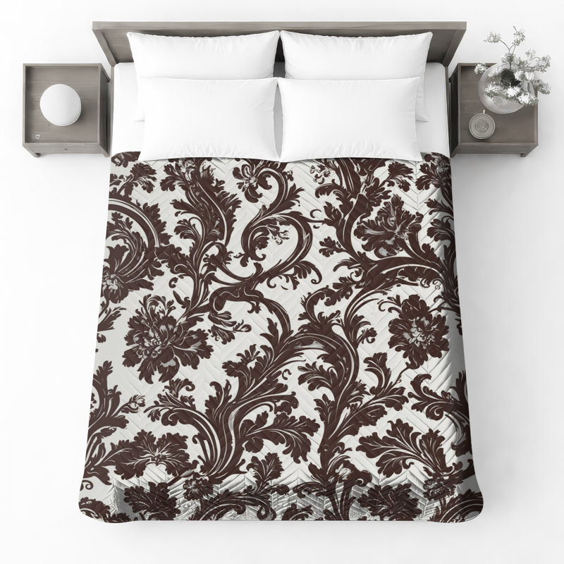 Couvre-lit matelassé à motif floral damassé, Twin