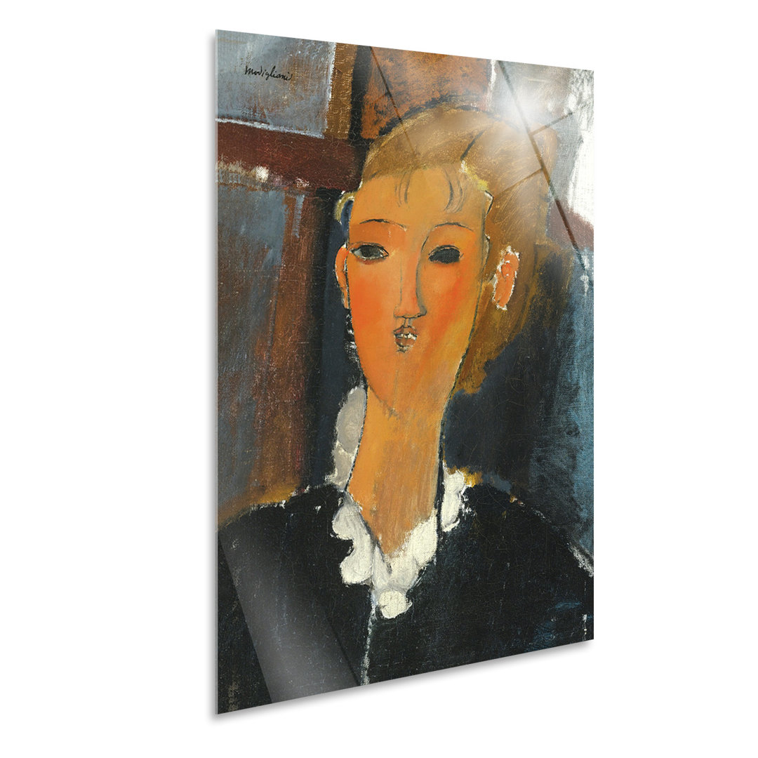 Wandbild Junge Frau mit Kragen von Amedeo Modigliani