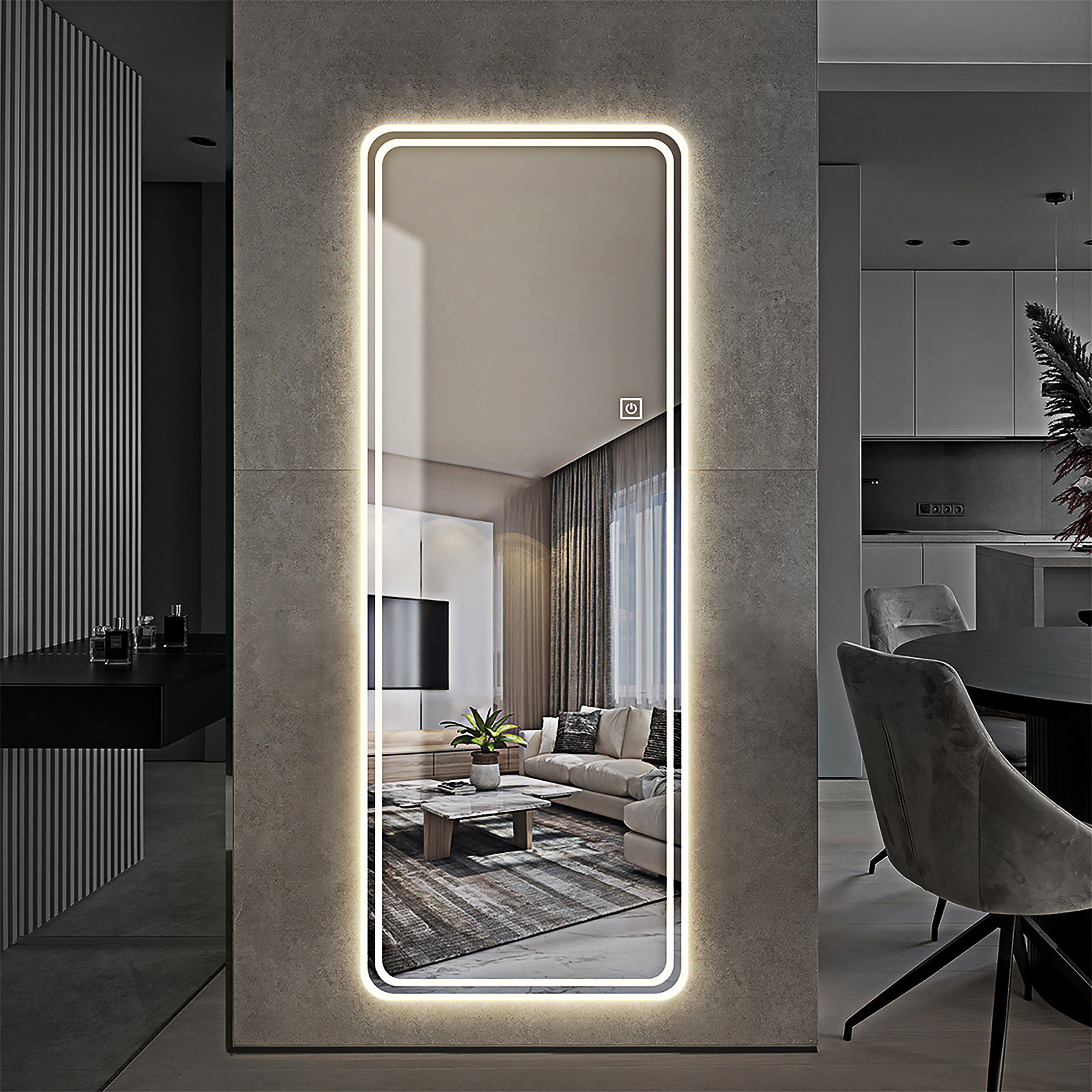 Wrought Studio™ Full Length Floor Mirror LED Whole Body Mirror | Wayfair