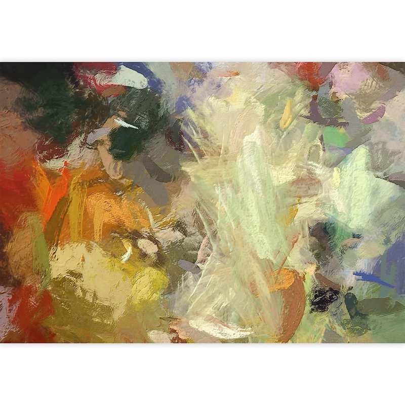 Art mural acrylique abstrait avec taches colorées, L 100 po x l 144 po