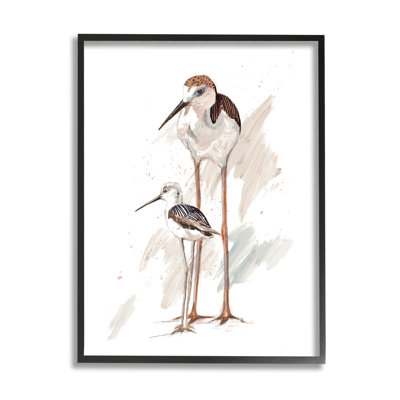 Paire d'oiseaux de rivage sur la plage, peinture d'oiseau tranquille, Patrice Pinto