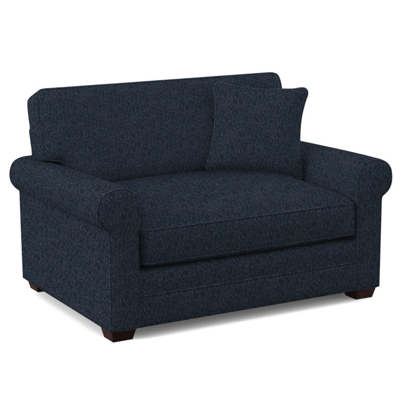 Bedford 57" Twin Sofa Bed, Java Finish, Navy Crypton Performance; 0822-61, 5" Innerspring Mattress