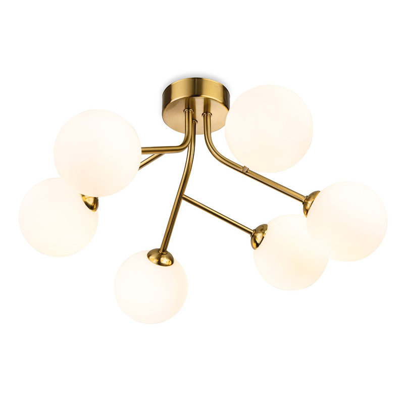 Glass Flush Mount, Brushed Brass, Frosted, Opal White