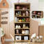 Bibliothèque de ferme, bibliothèque ouverte en bois avec tablettes réglables pour le bureau personnel, le salon et le bureau-375856311-375856319