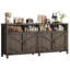 Buffet 63 "avec 4 portes et rangement ouvert, grande armoire de cuisine de ferme, armoire à café avec tablettes réglables pour la salle à manger, vestibule, buffet, brun-97231384