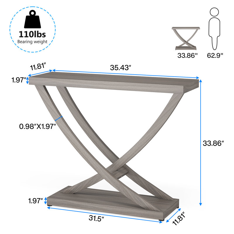 228.6cm Console Table, Grey, Grey
