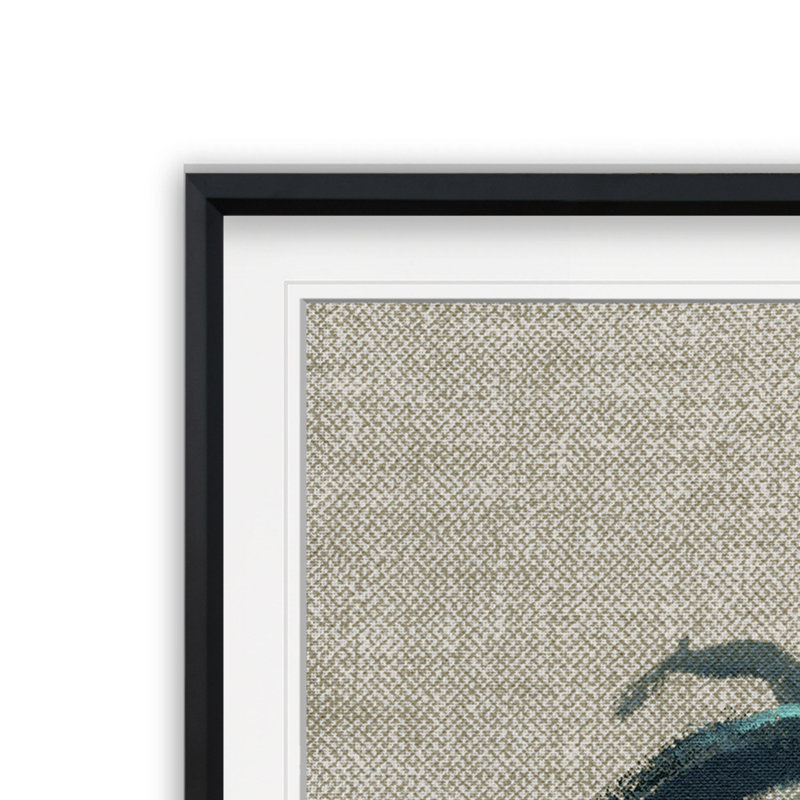 « linen coq i », reproduction de peinture à l’huile, H 27 po x l 27 po x P 1,5 po, Cadre noir