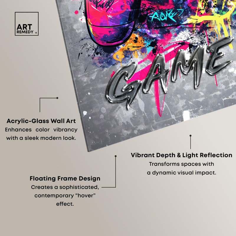 Art mural «Game On Acrylique Sneaker» par Art Remedy, prêt à être accroché, H 12 po x l 12 po