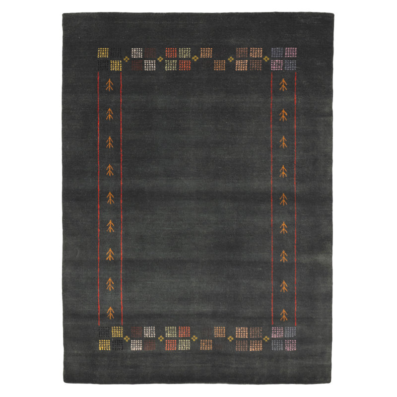 Tapis vert Kashkuli Gabbeh 4 pi 11 po x 6 pi 10 po