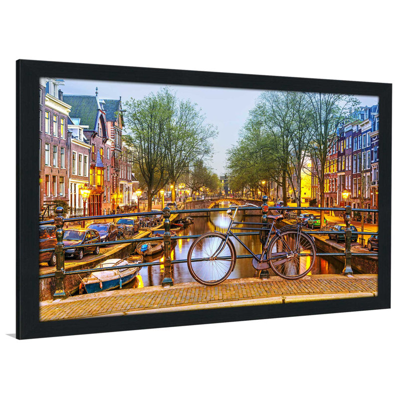 " Amsterdam Bicycle ", 21.5" H x 27.5" W x 0.75" D, Espresso Framed