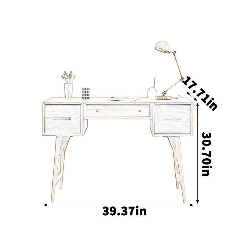 Bureau en pin robuste pour une étude simple, H 30,7 po x l 39,37 po x P 17,71 po