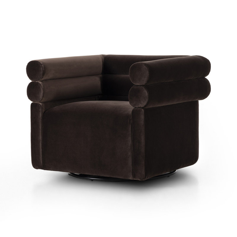 Evie Swivel Chair-Hampton Cream, Surrey Cocoa Cotton Blend