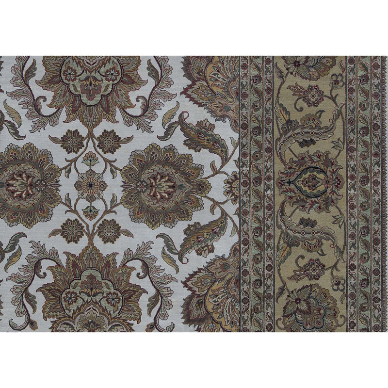 Tapis ivoire et doré de haute qualité noué à la main Trinity