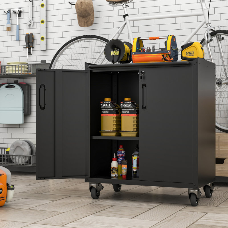 Armoire de rangement en métal robuste avec roulettes - Armoire de rangement pour outils robuste et durable