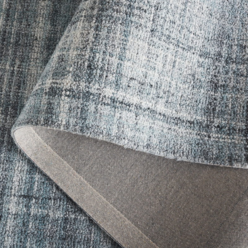 Abstract 976 Hand Tufted Pet/Cotton Abstract Indoor Use Only Rug in Aqua/Gray, Rectangle 5' x 8'