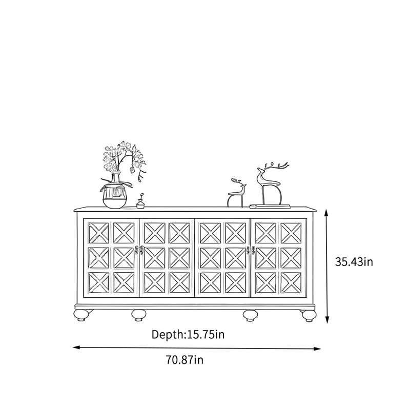 Buffet haut de gamme à grande capacité, H 35,43 po x l 70,87 po x P 15,75 po