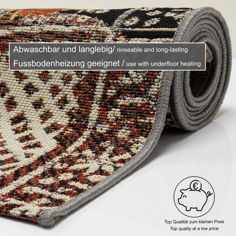 Dermot Flatweave Brown/Beige/Black Rug, Rectangle 60 x 100cm