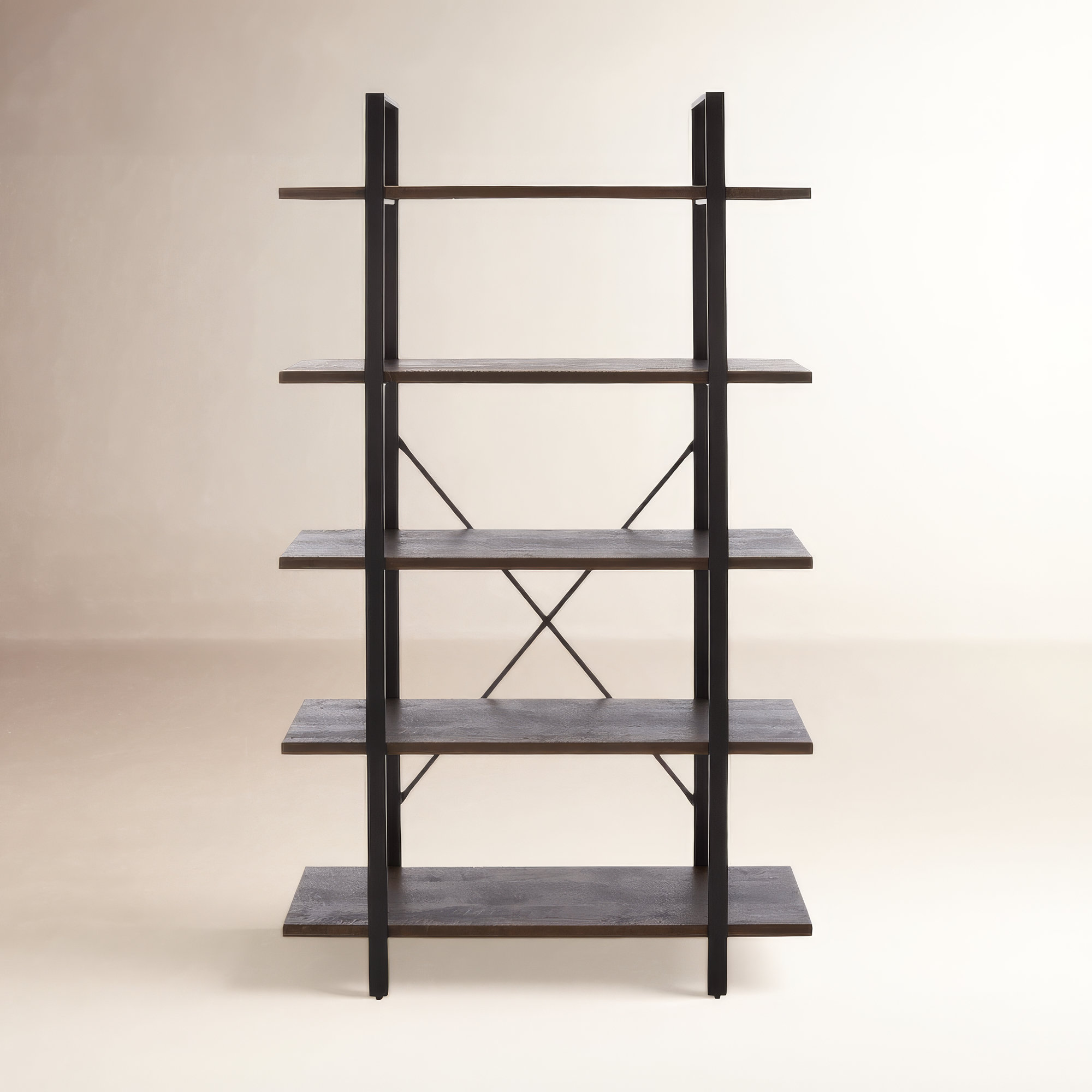 Pelham 70" H x 41.4 " W Iron Etagere Bookcase, Cocoa Walnut