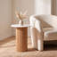 Round Marble Fluted Wood Cylinder Side Table
